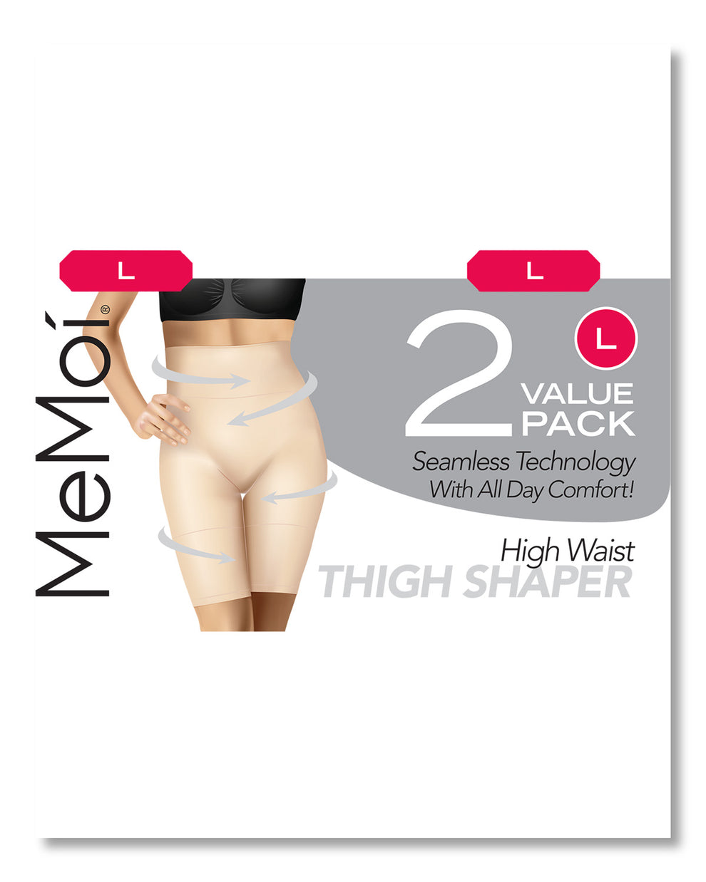Memoi Womens 2 Pair Pack High-Waist Thigh Shaper - Mjbs-108