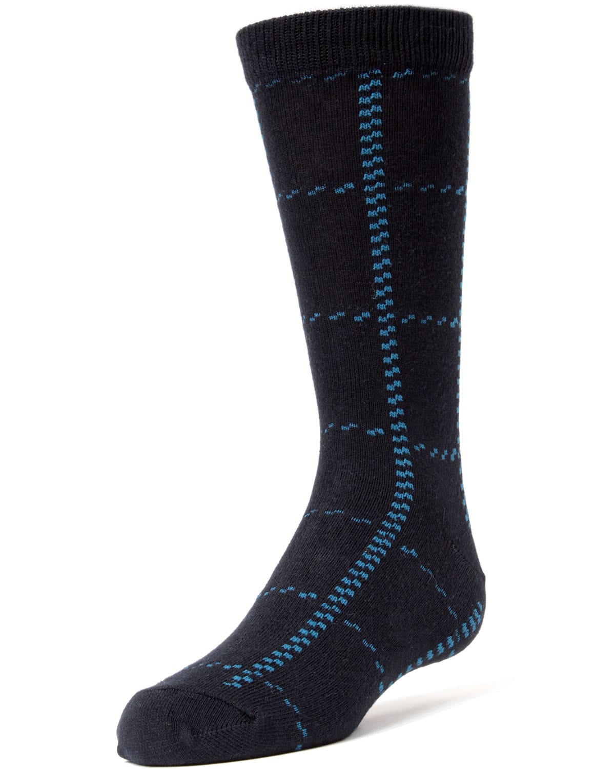 Memoi Windowpane Plaid Boys Cotton Blend Dress Socks - Mk-127