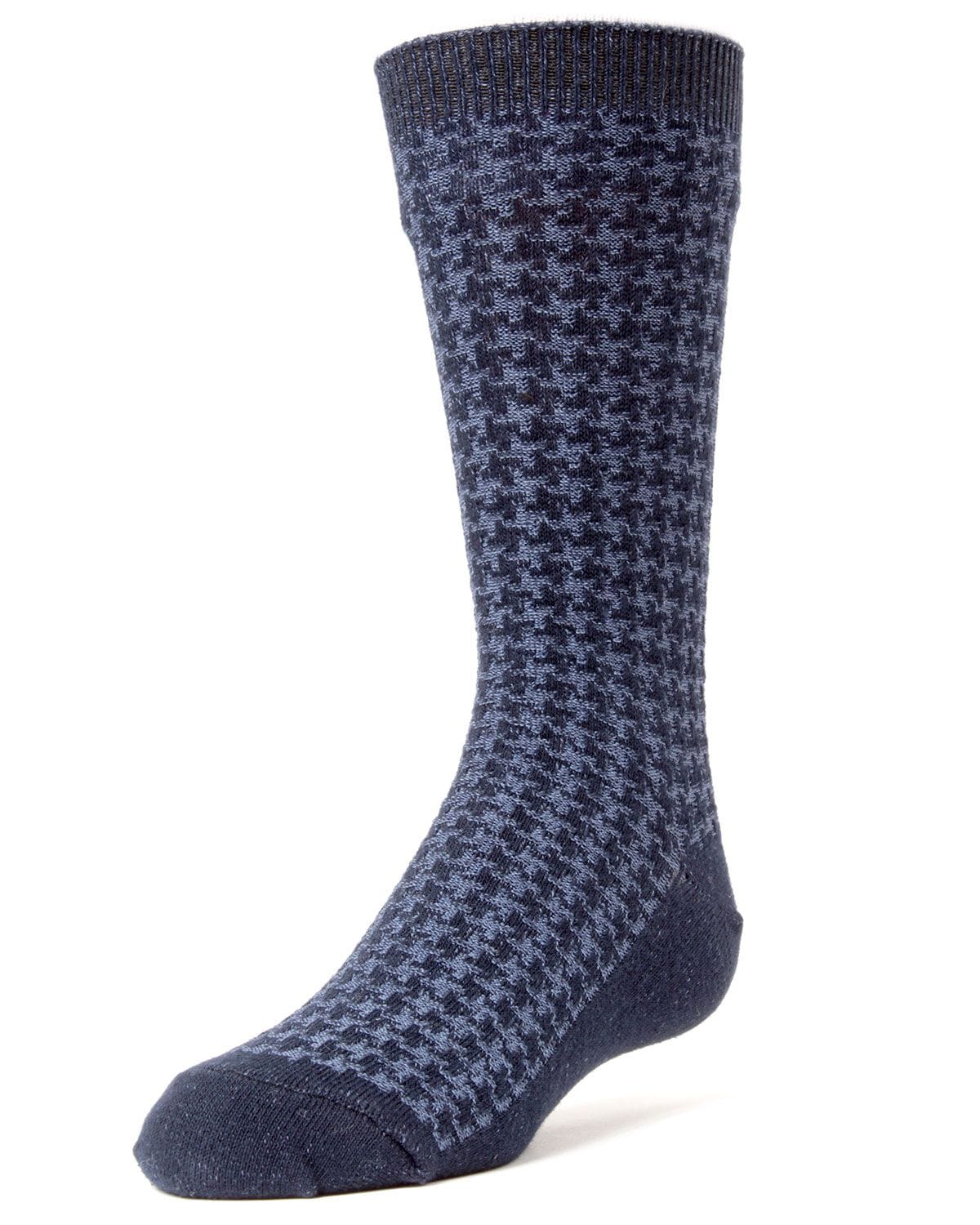 Memoi Boys Houndstooth Mercerized Cotton Dress Socks - Mk-129