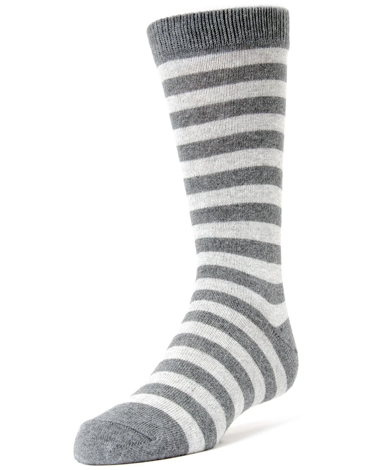 Memoi Two Color Striped Boys Cotton Blend Dress Socks - Mk-130