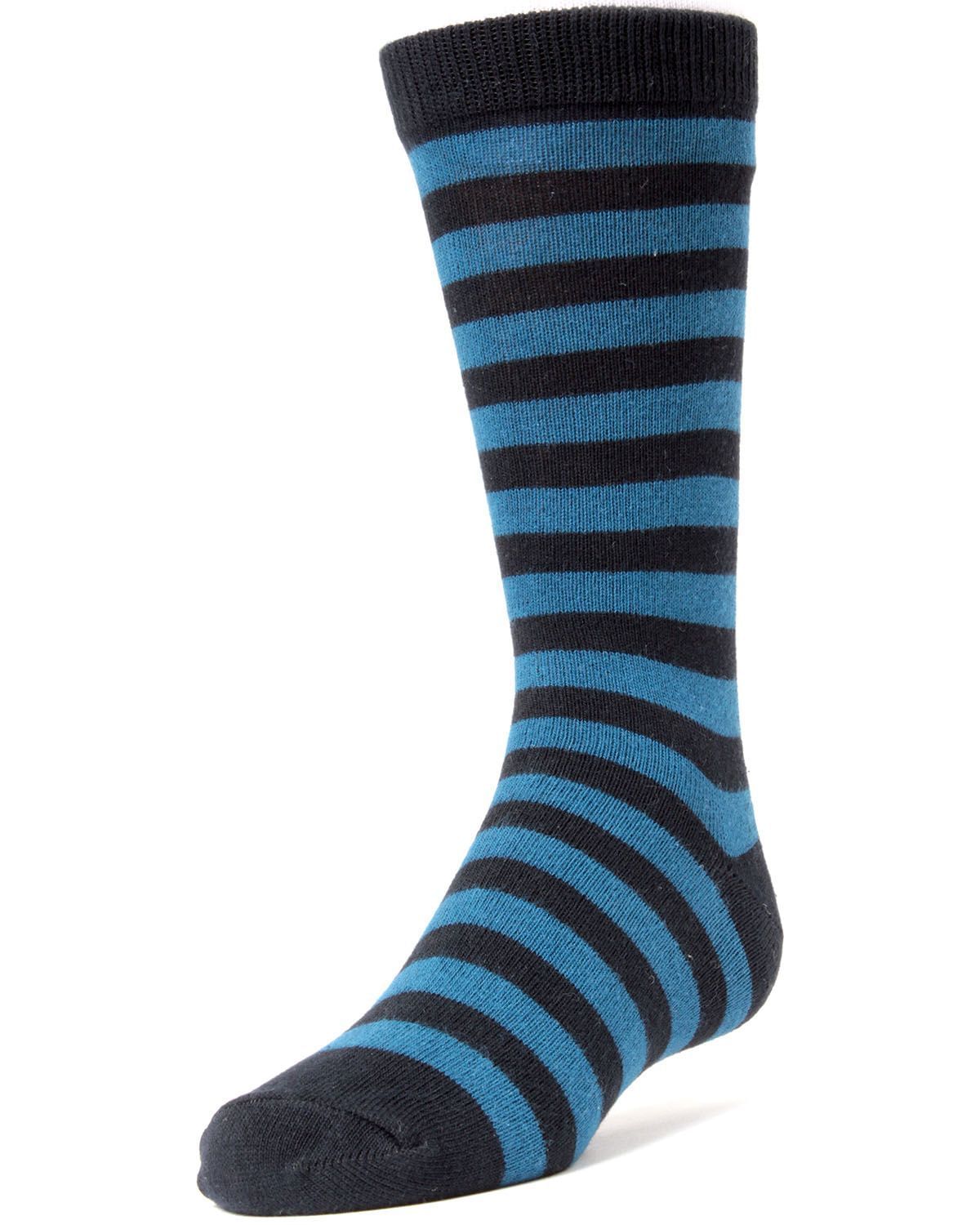 Memoi Two Color Striped Boys Cotton Blend Dress Socks - Mk-130