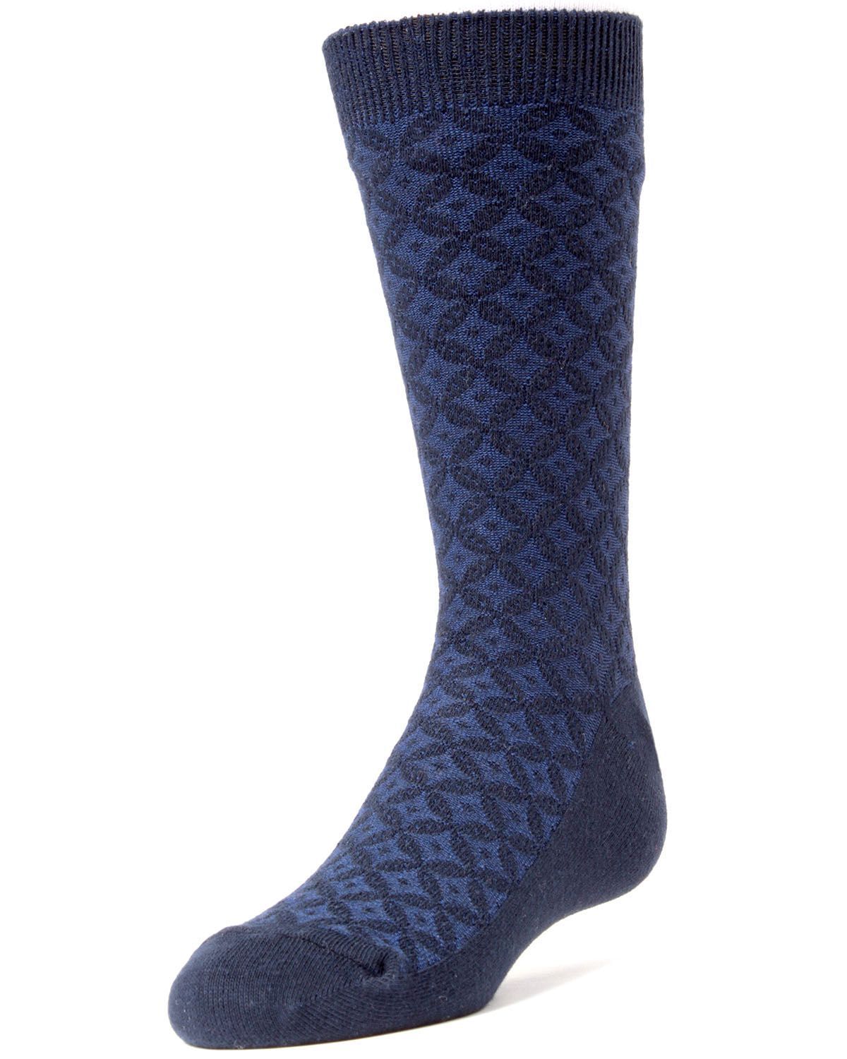 Memoi Diamonds and Dots Boys Dress Cotton Blend Crew Socks - Mk-139