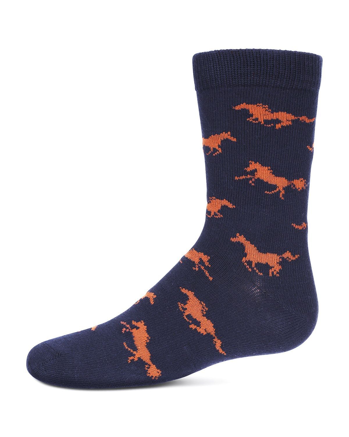 Memoi Boys Galloping Horse Cotton Crew Socks - Mk-164
