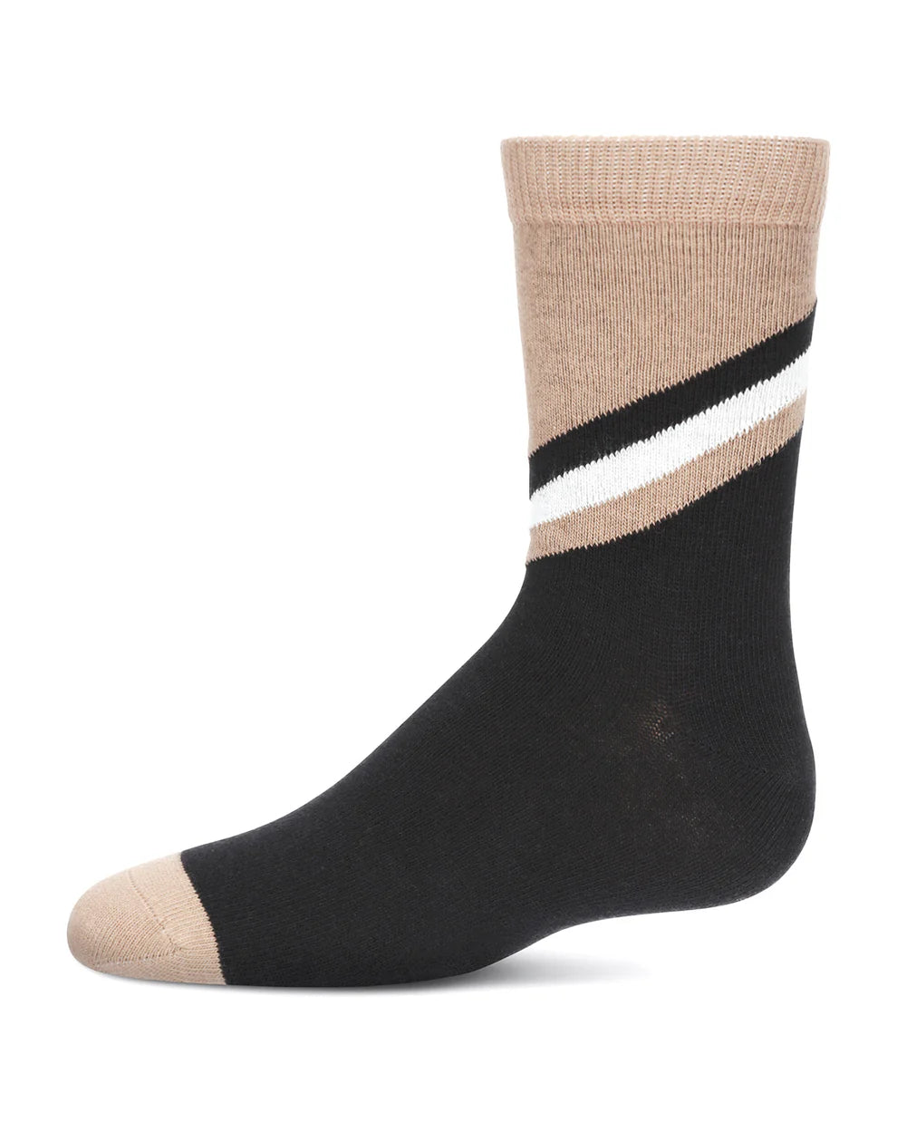 Memoi Boys Geometric Diagonal Stripe Crew Socks - Mk-165