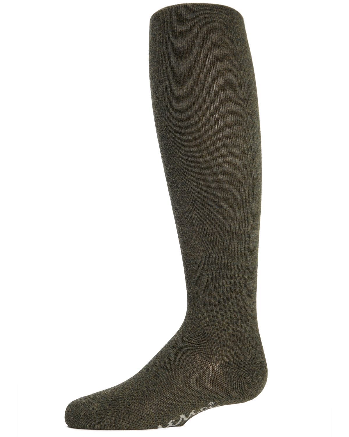 Memoi Girls Soft Pima Cotton Opaque Tights Olive Heather - Mk-301
