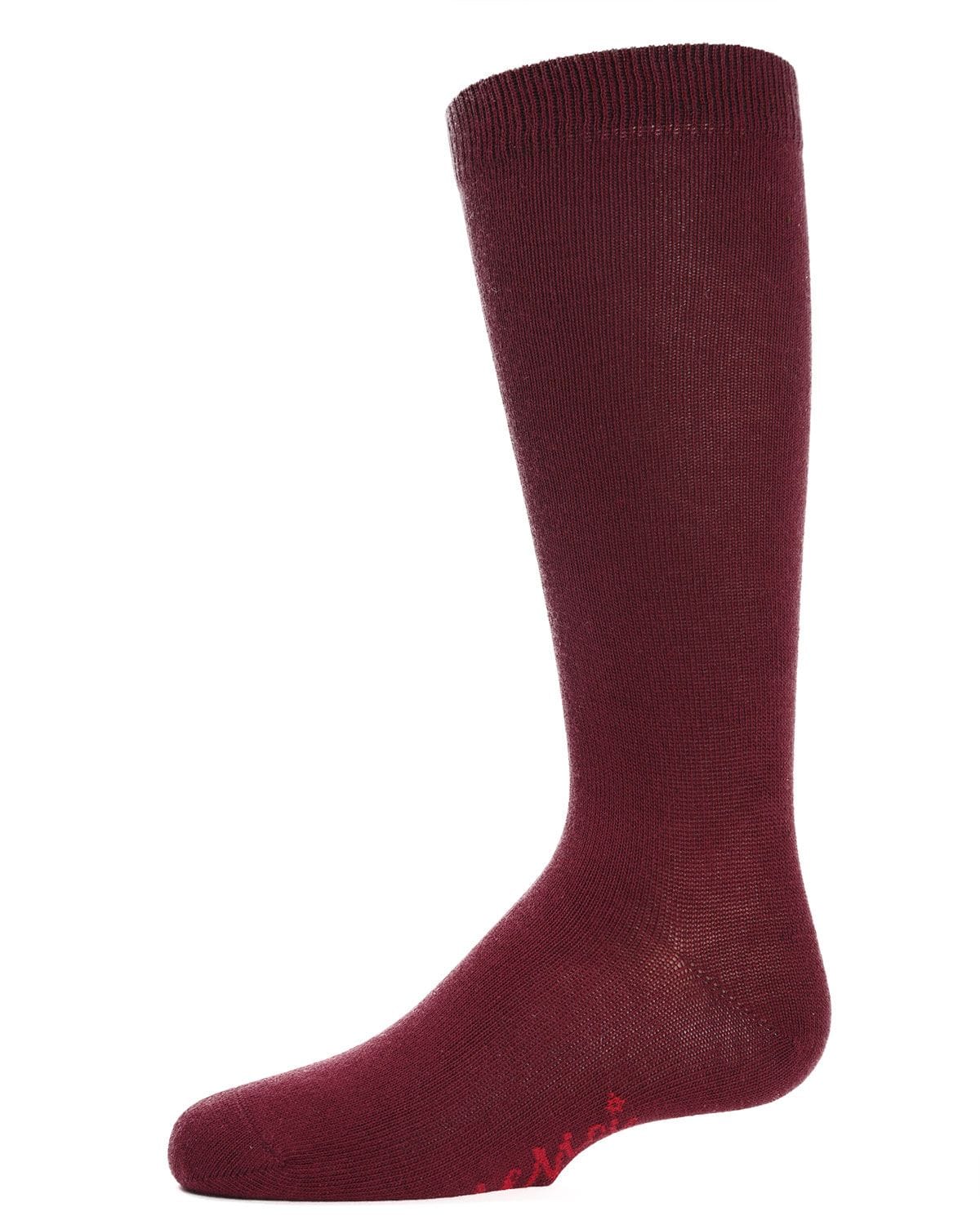 Memoi Kids Basic Cotton Blend Knee High Socks Burgundy - Mk-5056
