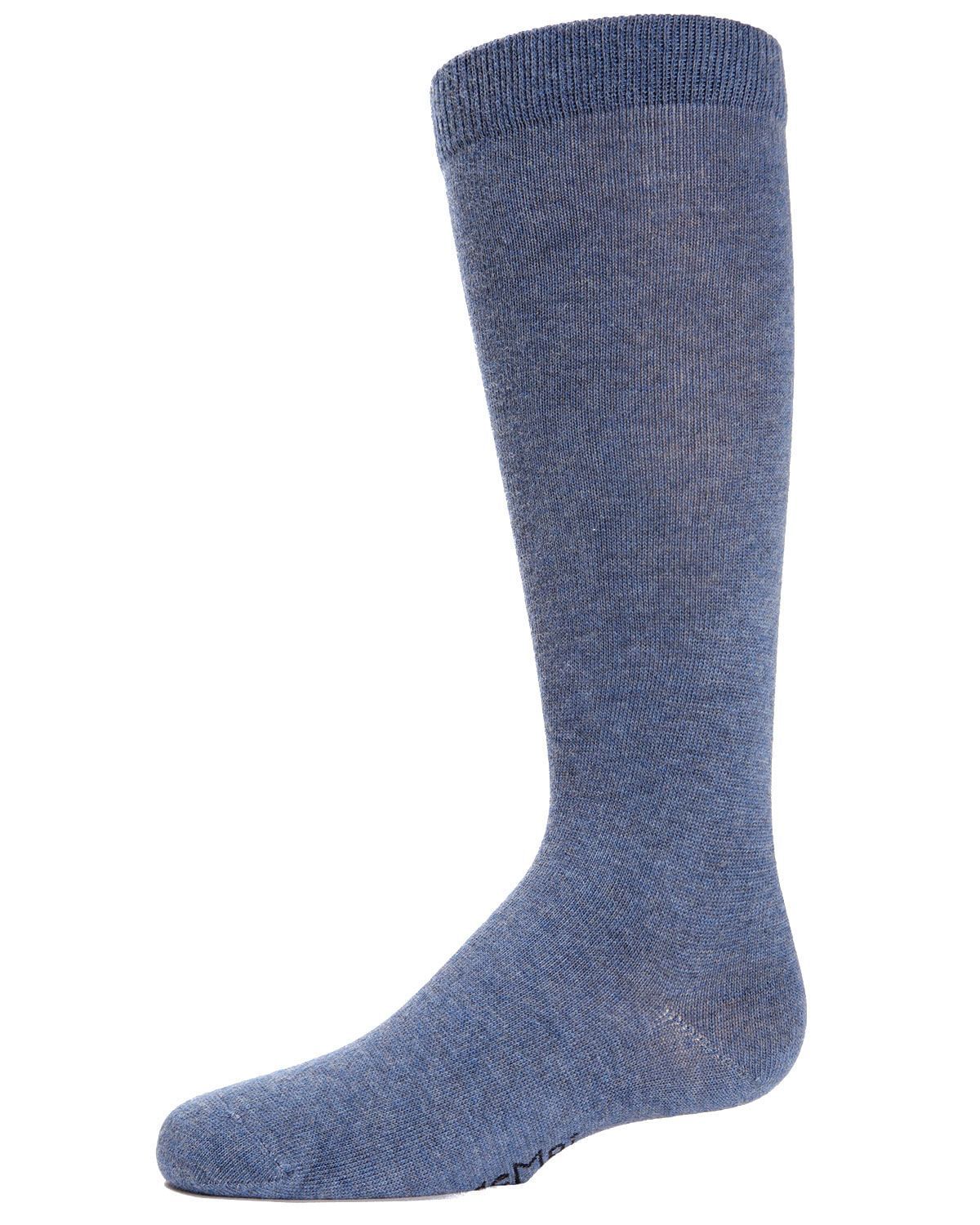 Memoi Kids Basic Cotton Blend Knee High Socks Medium Denim - Mk-5056