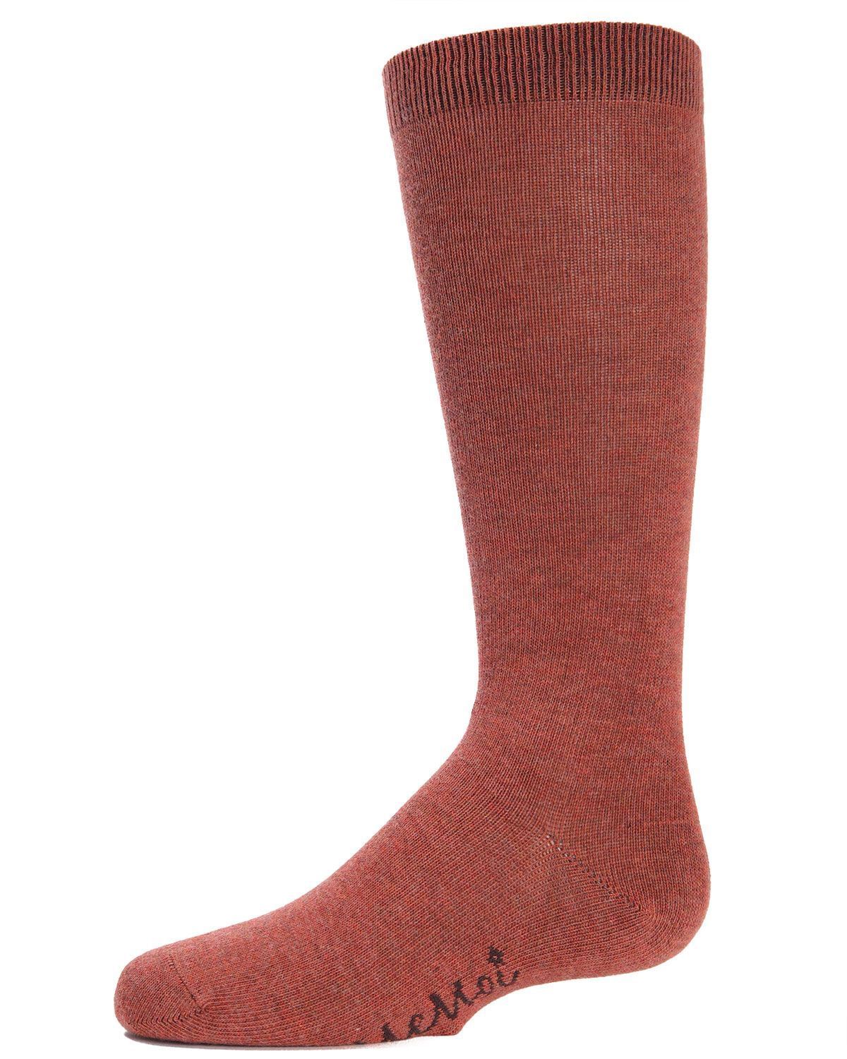 Memoi Kids Basic Cotton Blend Knee High Socks Rust Heather - Mk-5056