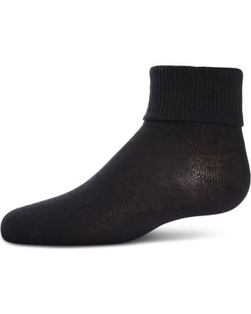 Memoi Kids Triple Roll Cotton Blend Ankle Socks Black - Mk-5058
