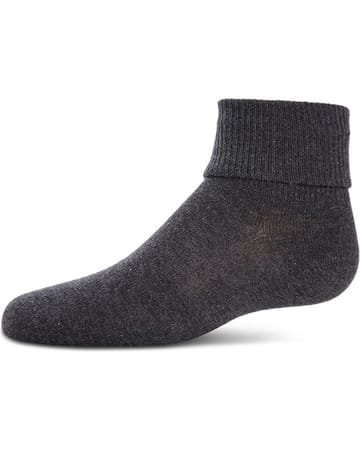 Memoi Kids Triple Roll Cotton Blend Ankle Socks Charcoal - Mk-5058
