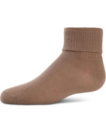 Memoi Kids Triple Roll Cotton Blend Ankle Socks Deep Tan - Mk-5058
