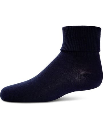 Memoi Kids Triple Roll Cotton Blend Ankle Socks Navy - Mk-5058