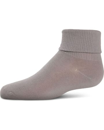 Memoi Kids Triple Roll Cotton Blend Ankle Socks Silver - Mk-5058