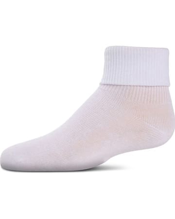 Memoi Kids Triple Roll Cotton Blend Ankle Socks White - Mk-5058
