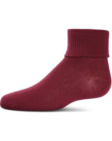 Memoi Kids Triple Roll Cotton Blend Ankle Socks Zinfandel - Mk-5058