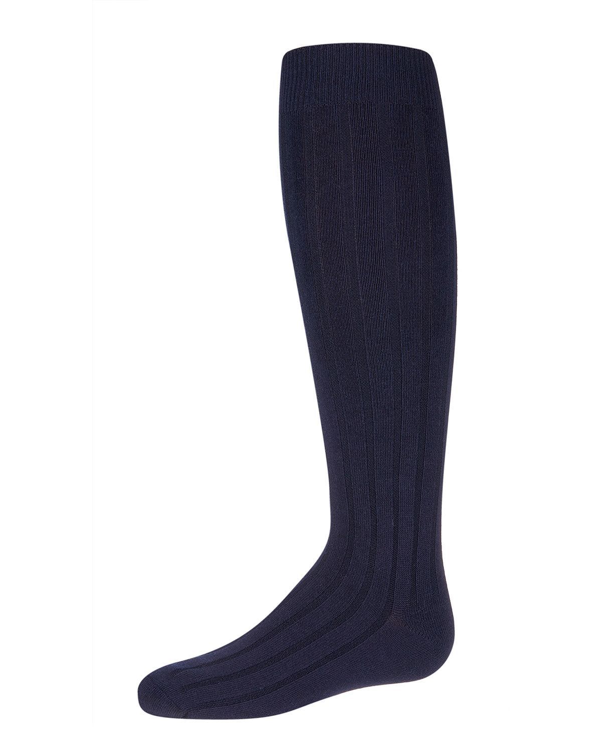Memoi Girls Wide Ribbed Cotton Blend Uniform Knee Socks - Mk-5076