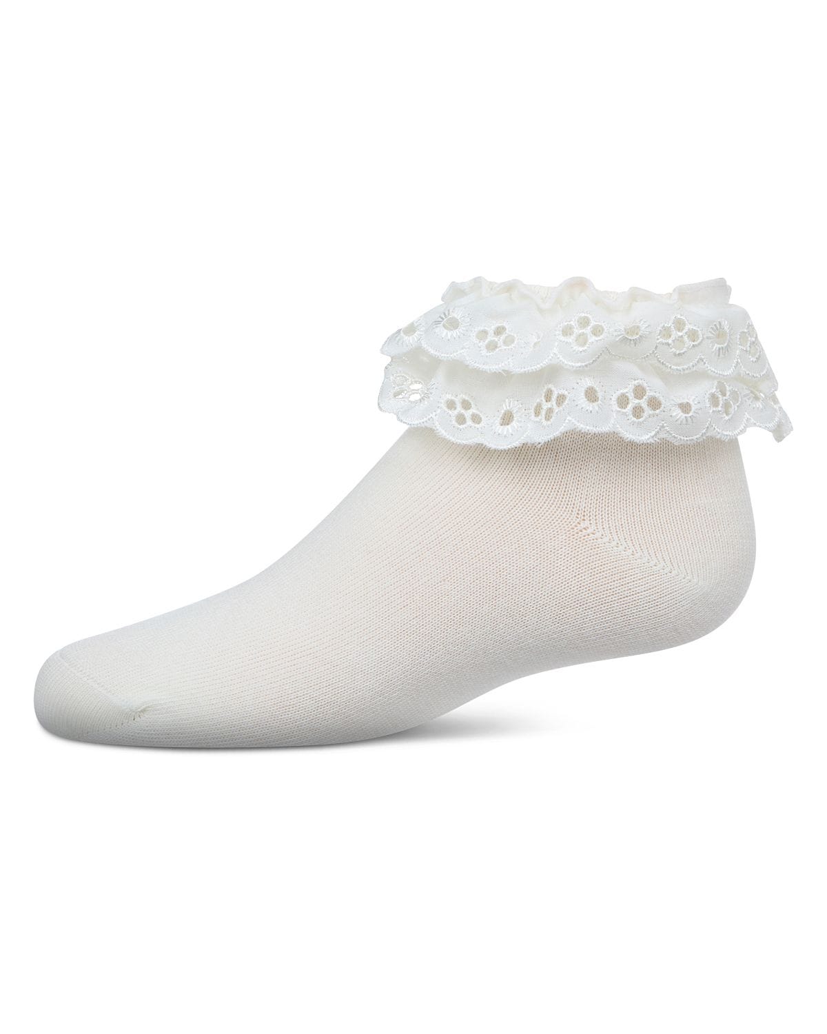 Memoi Dual Layer Eyelet Lace Anklet Sock - Mk-5106