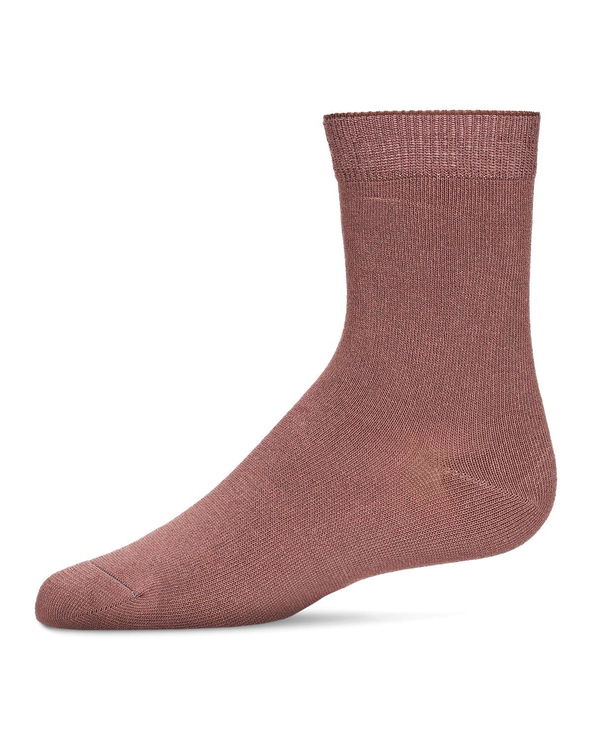 Memoi Toddlers and Kids Basic Soft Rayon from Bamboo Crew Socks Deep Mauve - Mk-6166