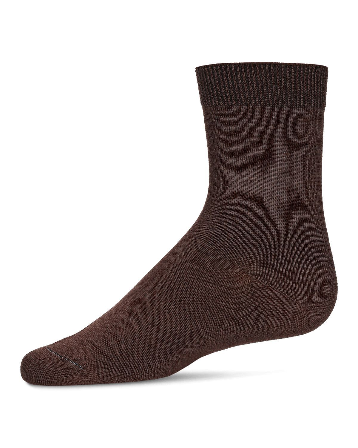 Memoi Toddlers and Kids Basic Soft Rayon from Bamboo Crew Socks Fudge - Mk-6166