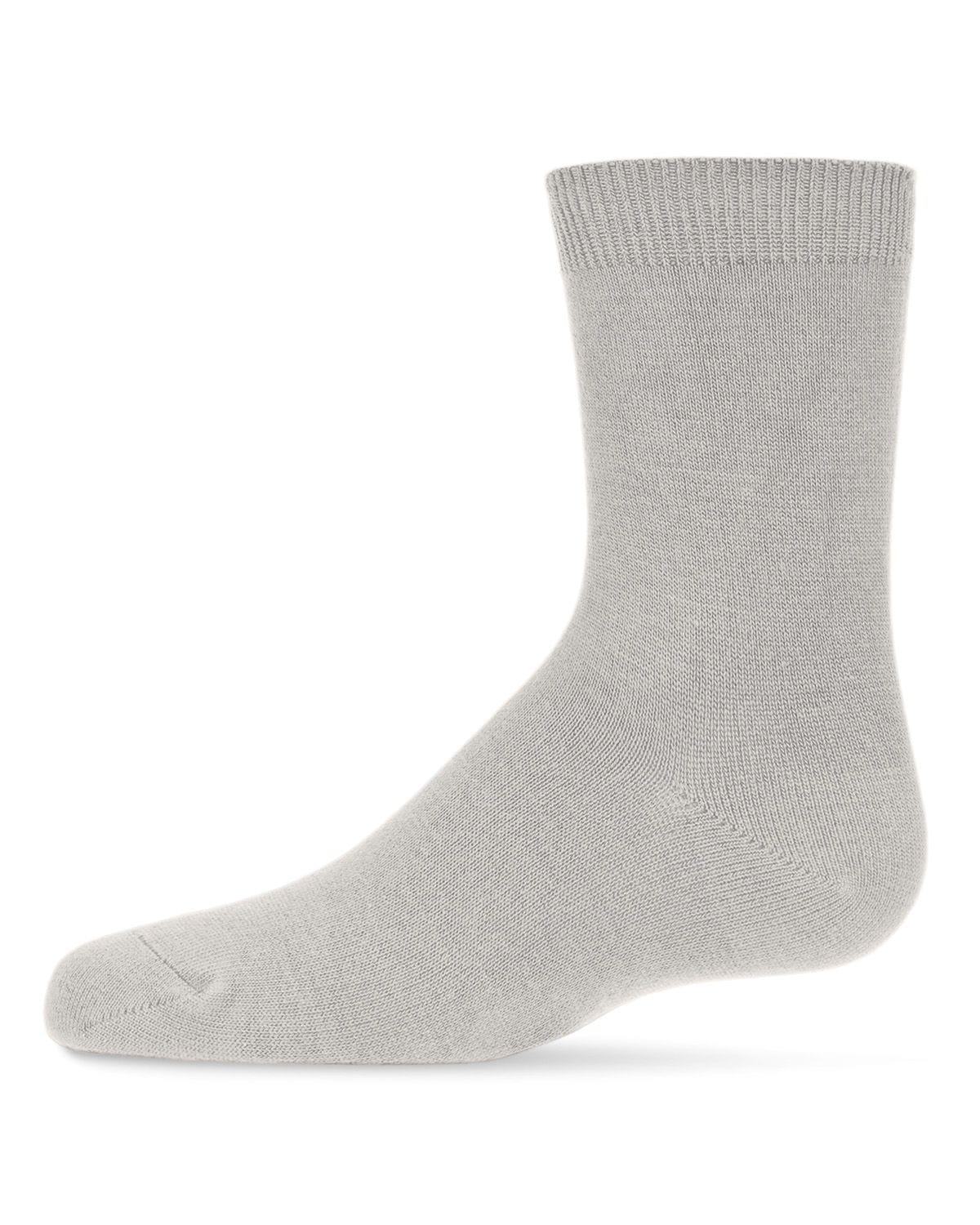 Memoi Toddlers and Kids Basic Soft Rayon from Bamboo Crew Socks Silver - Mk-6166