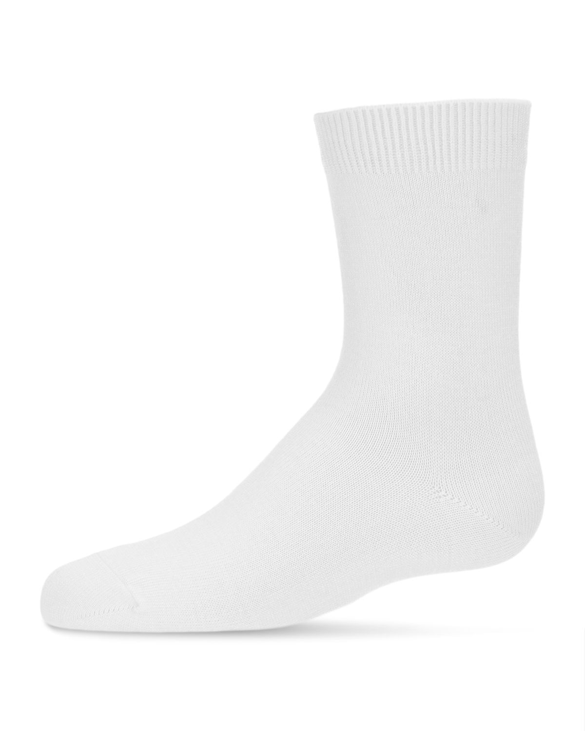 Memoi Toddlers and Kids Basic Soft Rayon from Bamboo Crew Socks White - Mk-6166