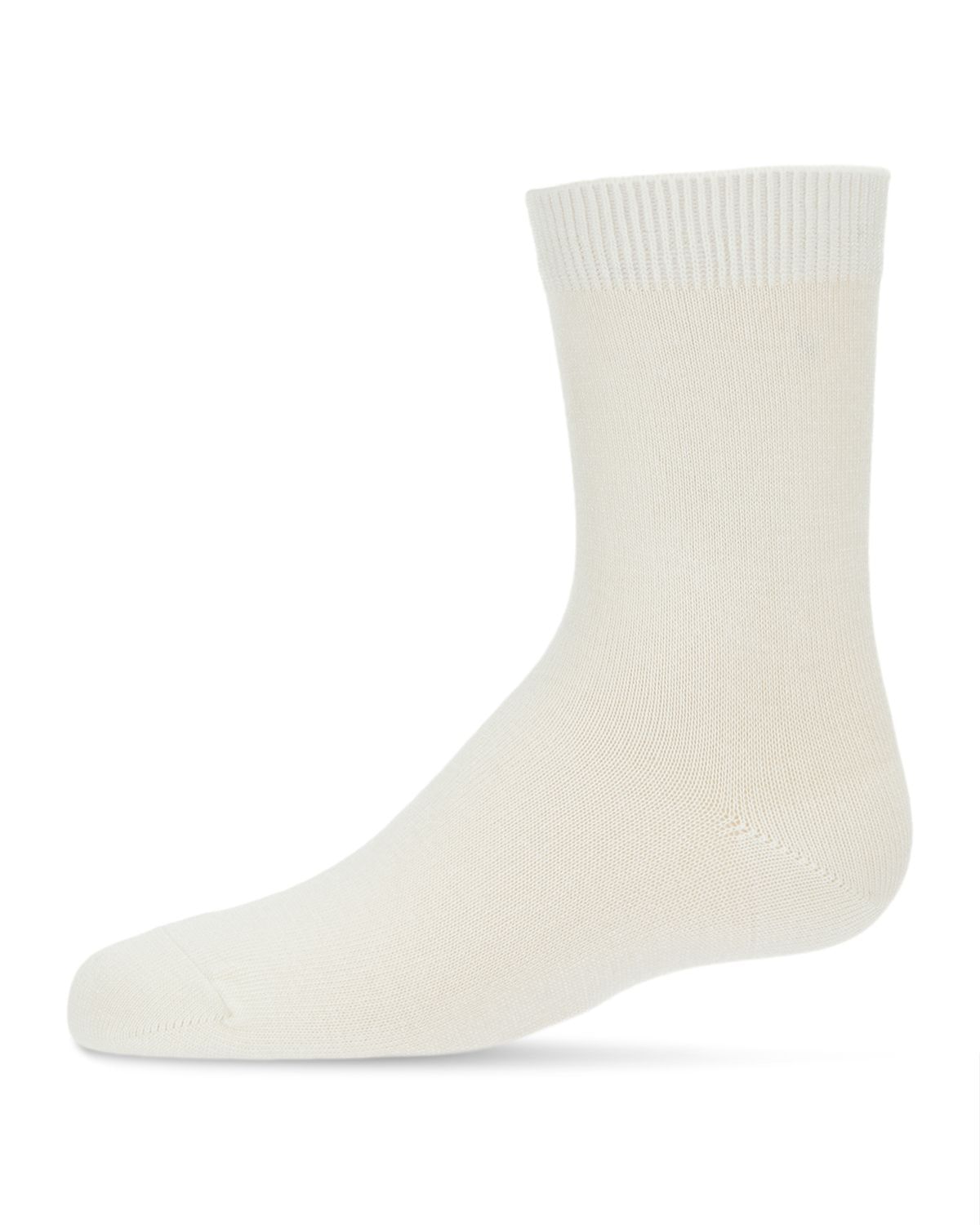 Memoi Toddlers and Kids Basic Soft Rayon from Bamboo Crew Socks Winter White - Mk-6166