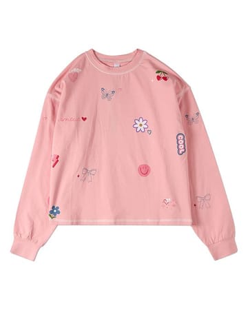 Memoi All Over Motif Long Sleeve T-Shirt - MKC-121