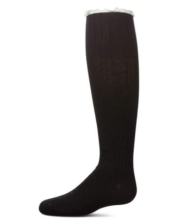 Memoi Girls Foldover Two Tone Knee High Socks - Mkf-11578