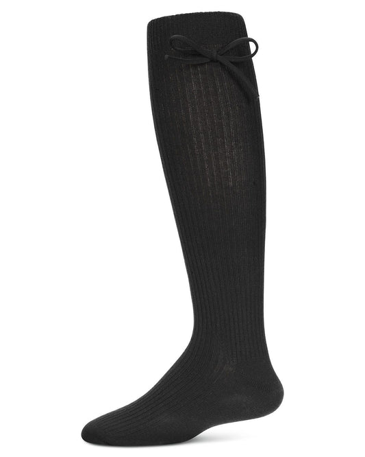 Memoi Girls Ribbed Bow Knee-High Socks - Mkf-2007