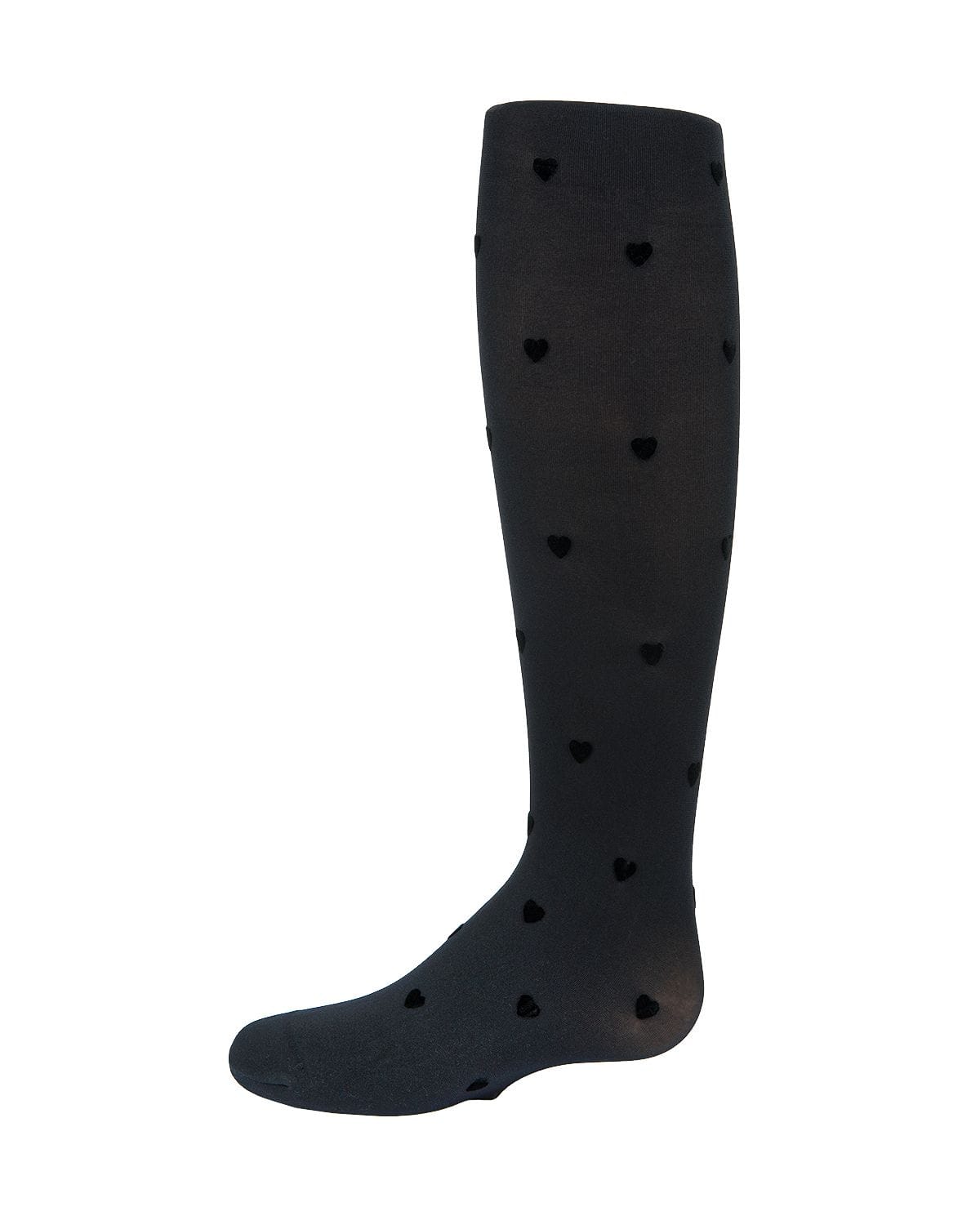 Memoi Girls Opaque Flocked Heart Nylon Tights - Mkf-4029