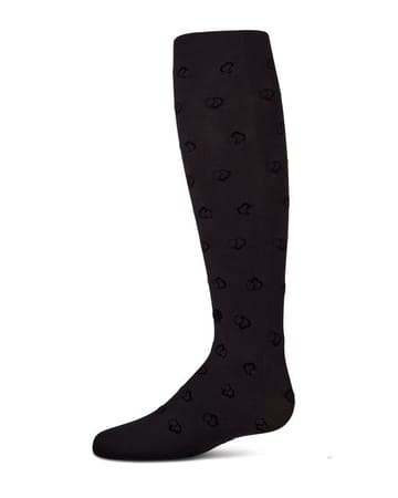 Memoi Overlapped Heart Flocked Opaque Tights - MKF-4086
