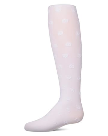 Memoi Overlapped Heart Flocked Opaque Tights - MKF-4086