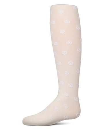 Memoi Overlapped Heart Flocked Opaque Tights - MKF-4086