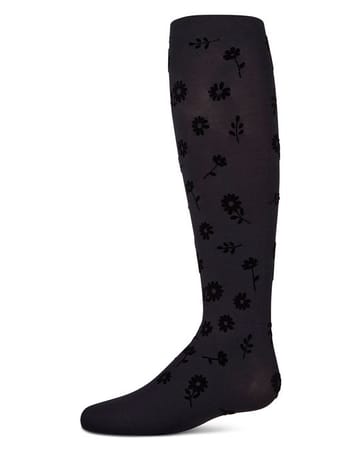 Memoi Flower Garden Flocked Opaque Tights - MKF-4087