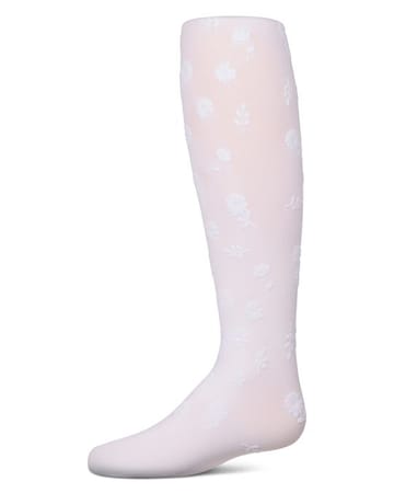 Memoi Flower Garden Flocked Opaque Tights - MKF-4087