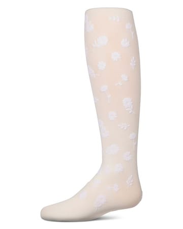 Memoi Flower Garden Flocked Opaque Tights - MKF-4087