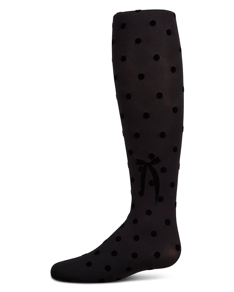 Memoi Polka Dot Bow Flocked Tights - MKF-4091