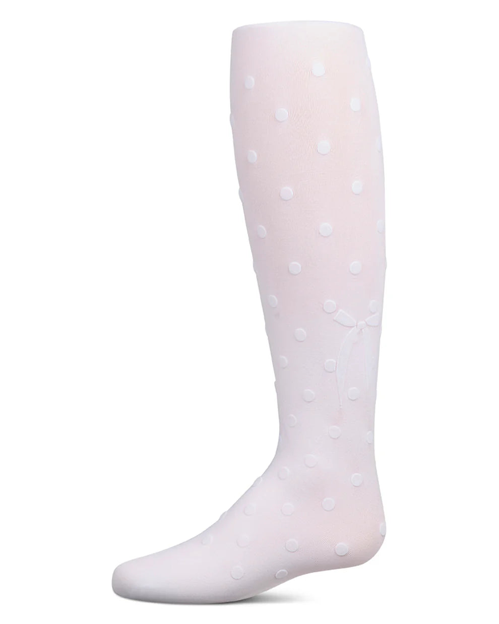 Memoi Polka Dot Bow Flocked Tights - MKF-4091