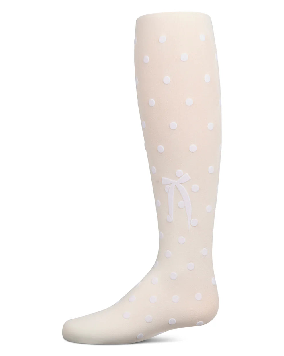 Memoi Polka Dot Bow Flocked Tights - MKF-4091