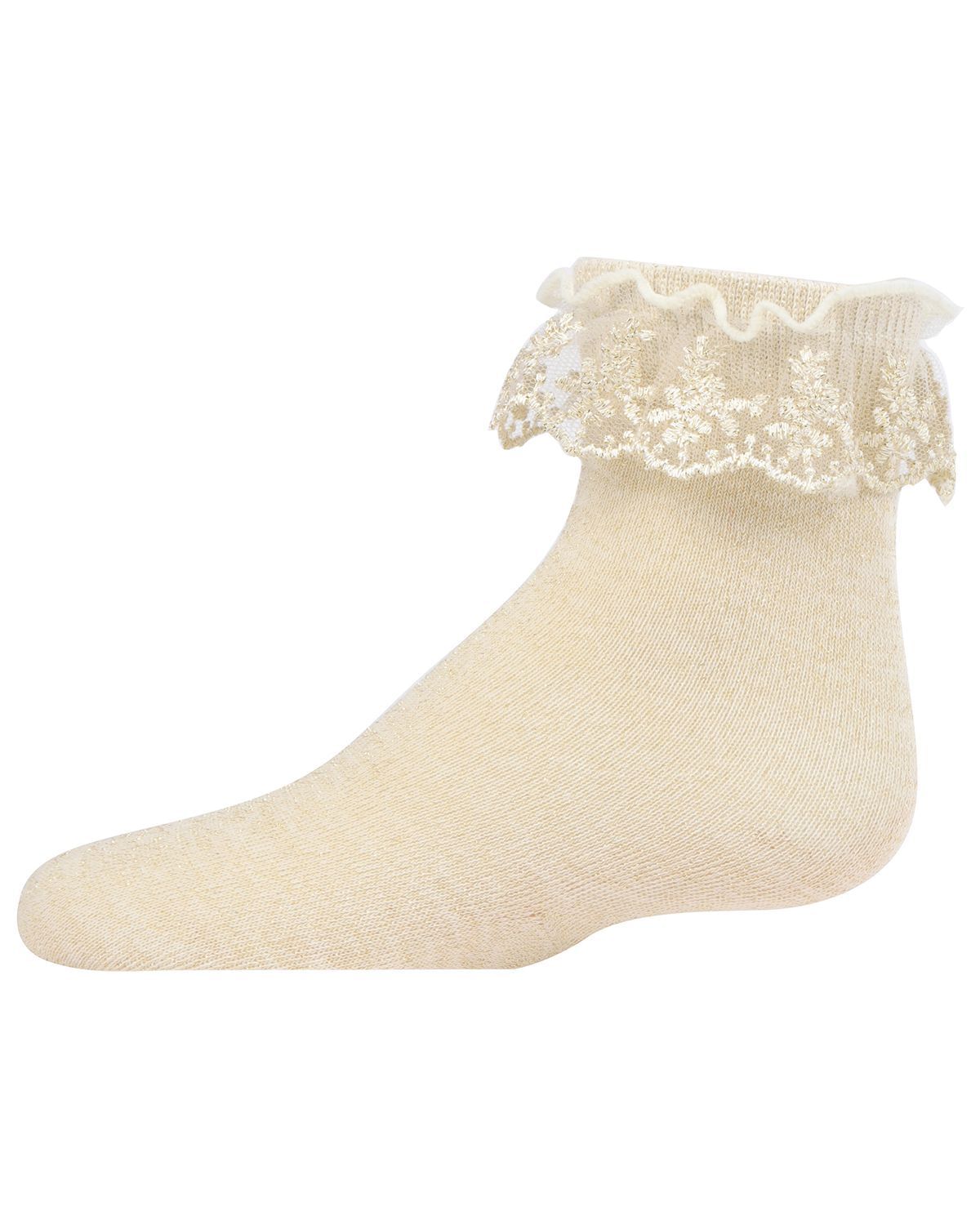 Memoi Girls Step and Shimmer Ruffle Anklet Socks - Mkf-6010