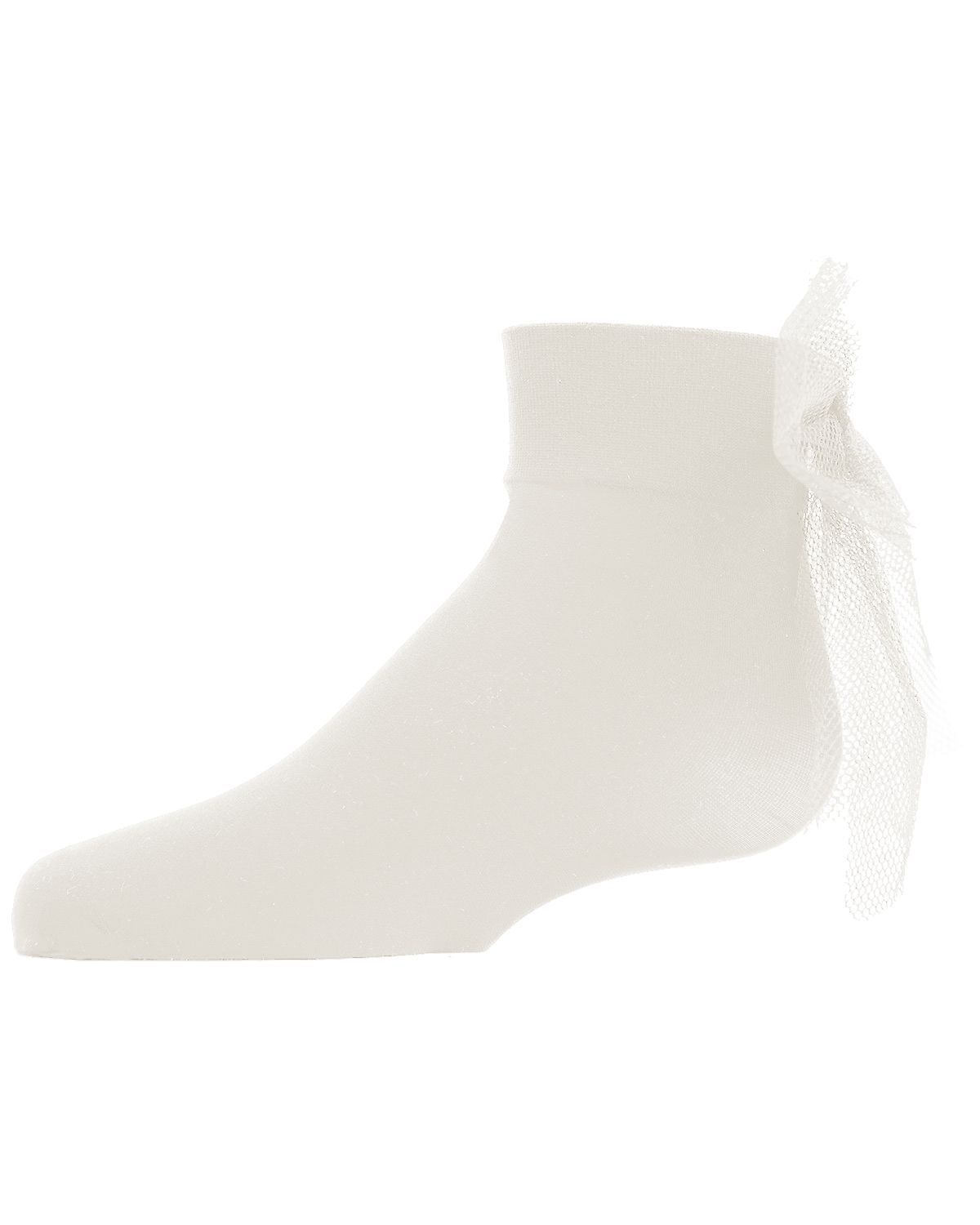 Memoi Microfiber Tulle Bow Anklet Socks - Mkf-6025