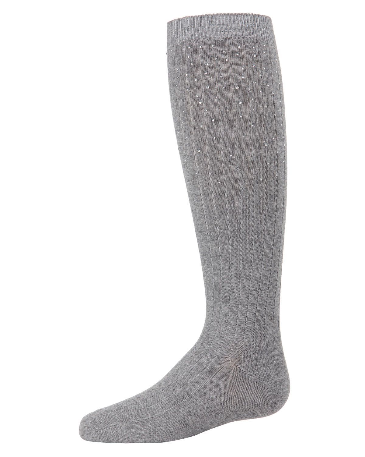 Memoi Girls Ribbed Gemstone Knee High Socks - Mkf-7051