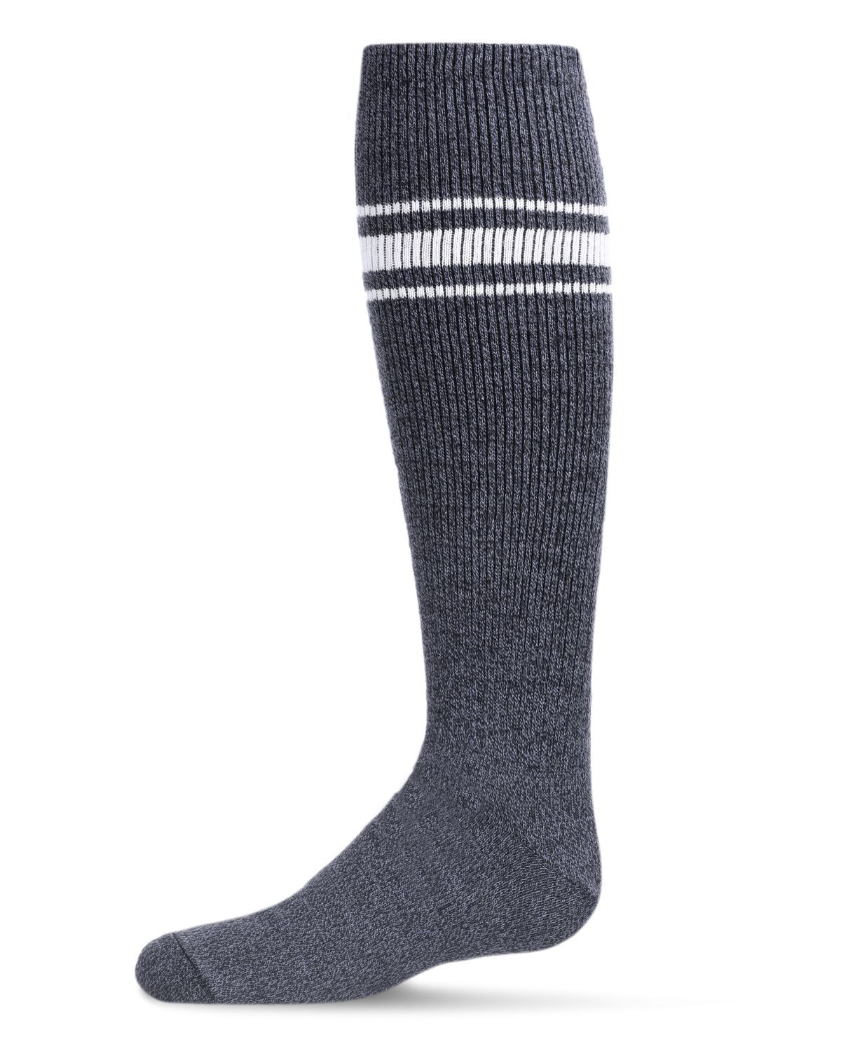 Memoi Marled Ribbed Stripe Girls Cotton Blend Knee High Socks - Mkf-7107