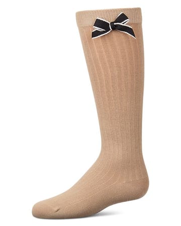 Memoi Two Tone Bow Knee High - MKF-7260