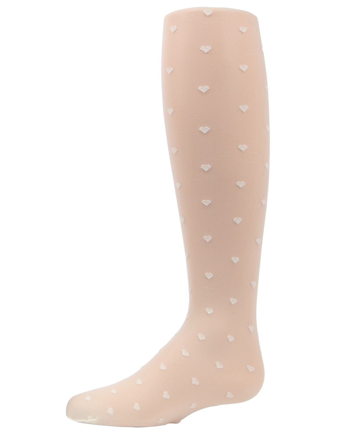 Memoi Polka Dot Heart Sheer Girls Tights - Mkf-8001