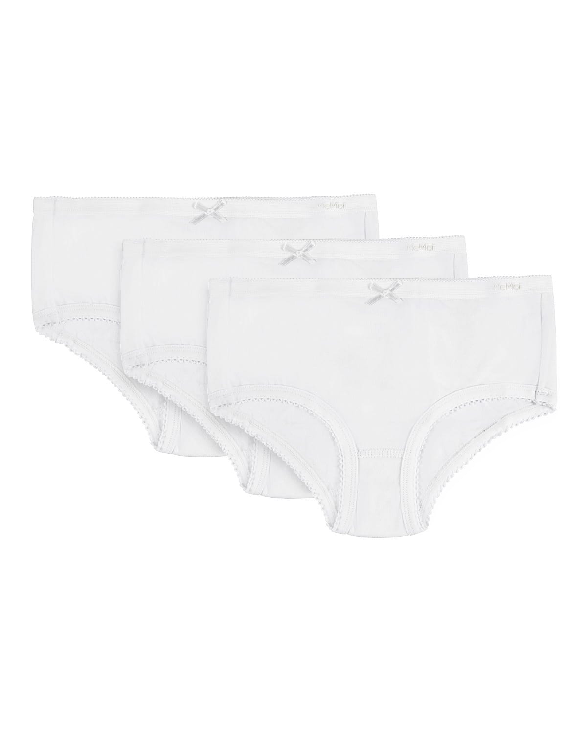 Memoi Girls Solid Cotton Briefs 3-Pack - Mku1001
