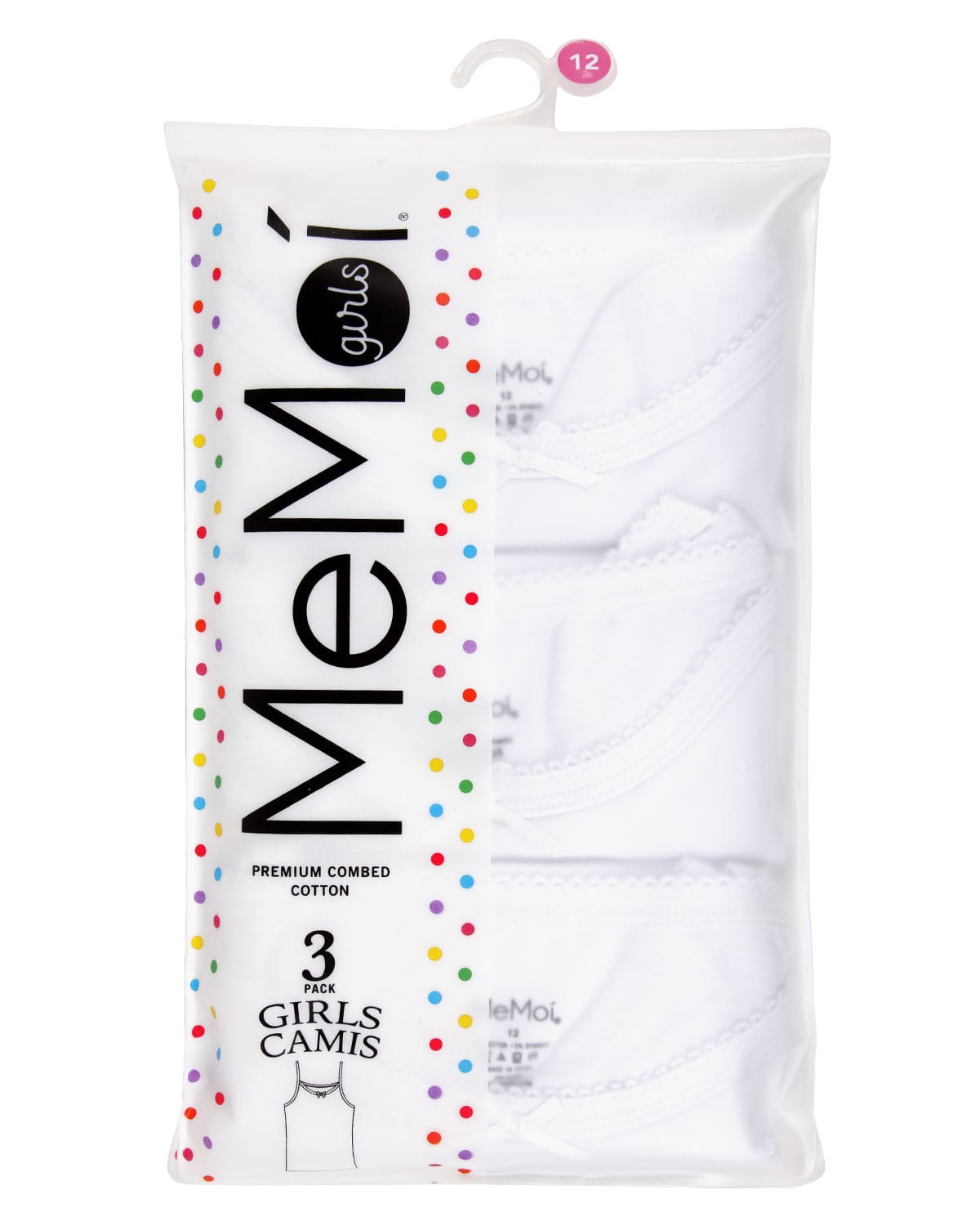 Memoi 3-Pack Cotton Blend Lightweight Girls Camisoles - Mku1023