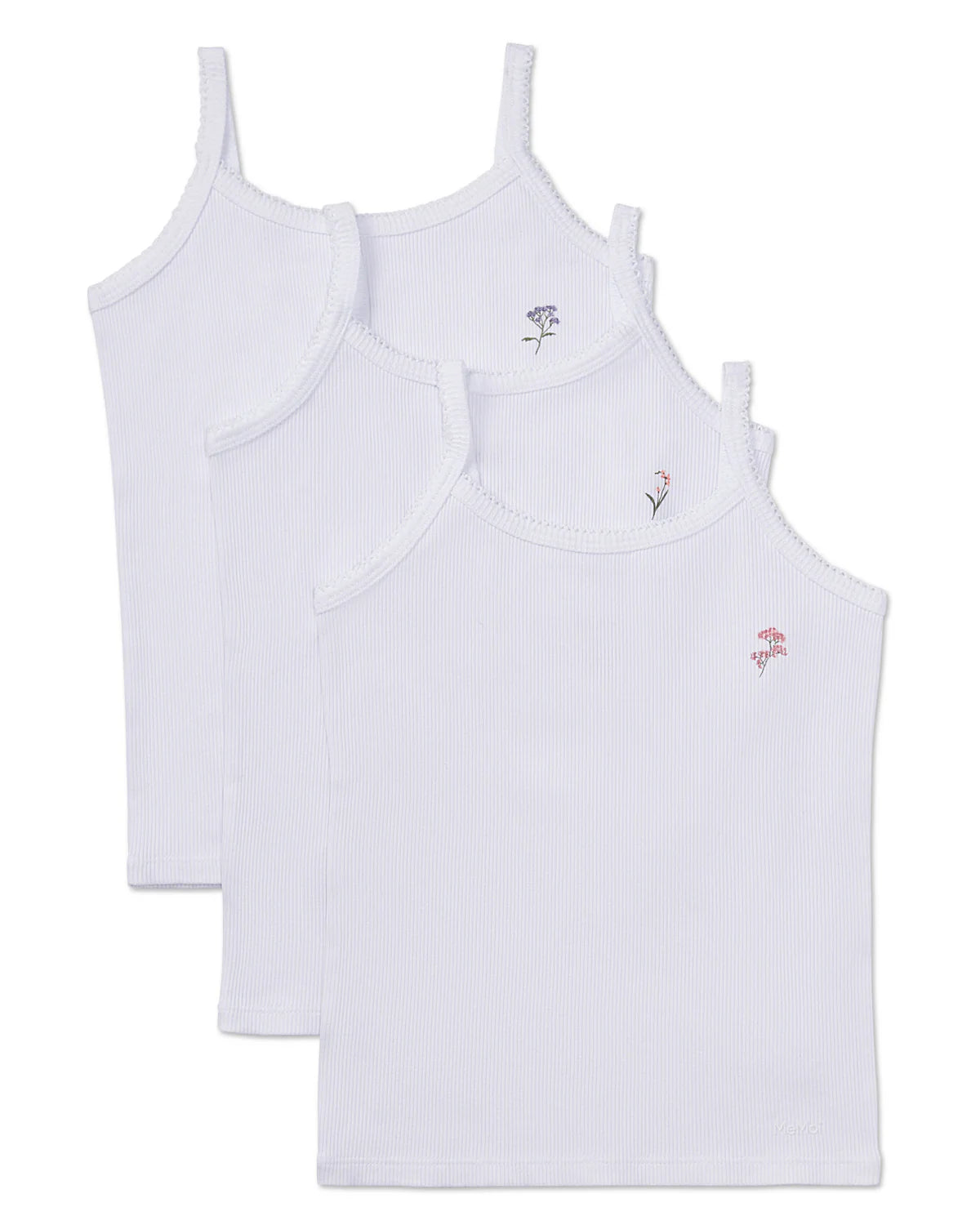Memoi Girls 3 Pair Pack Ribbed Floral Bouquet Camis - Mku1024