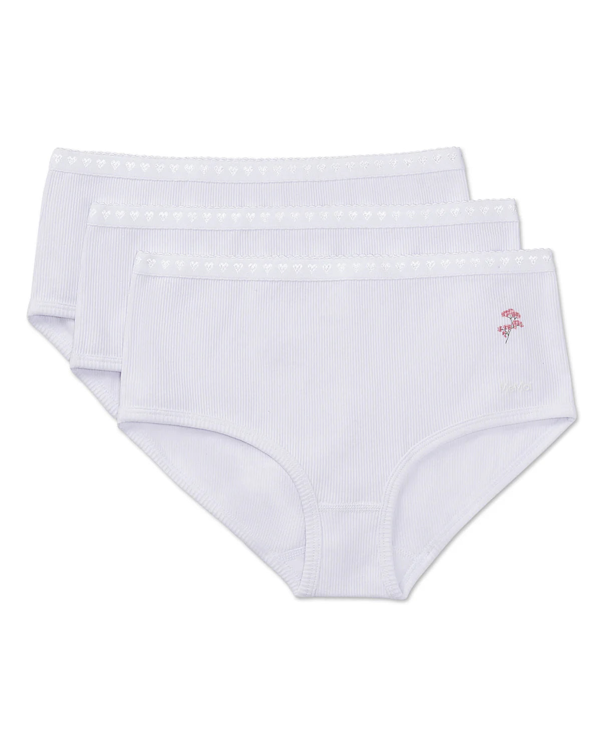 Memoi Girls 3 Pair Pack Ribbed Floral Bouquet Briefs - Mku1103