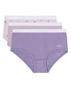 Memoi Girls 3 Pair Pack Lovely Lavender Floral Briefs - Mku1105